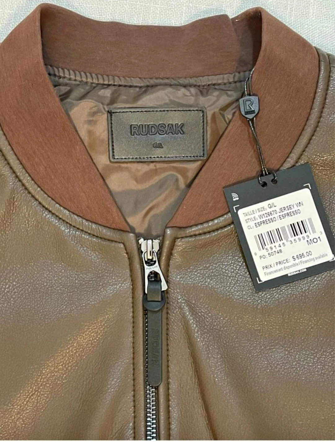 New Rudsak Jersey WN leather bomber jacket