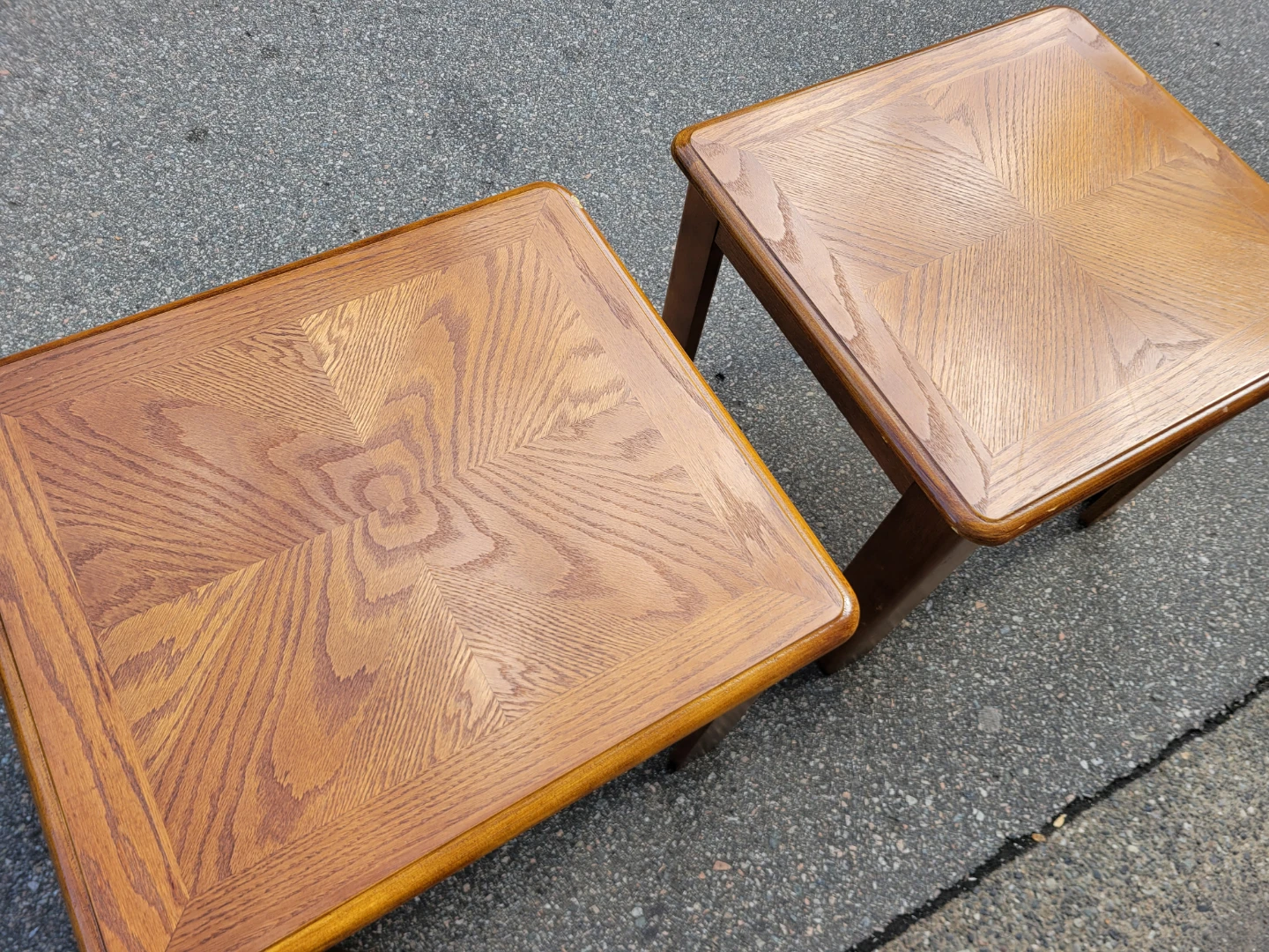 Pair of Mid-Century Solid Oak End Tables – Side Tables - photo 3