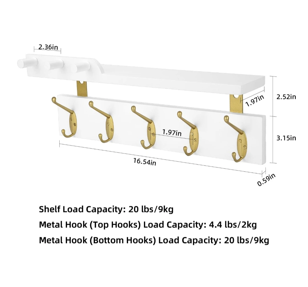 Wall Mounted Coat Rack with Shelf 🏈 - photo 3
