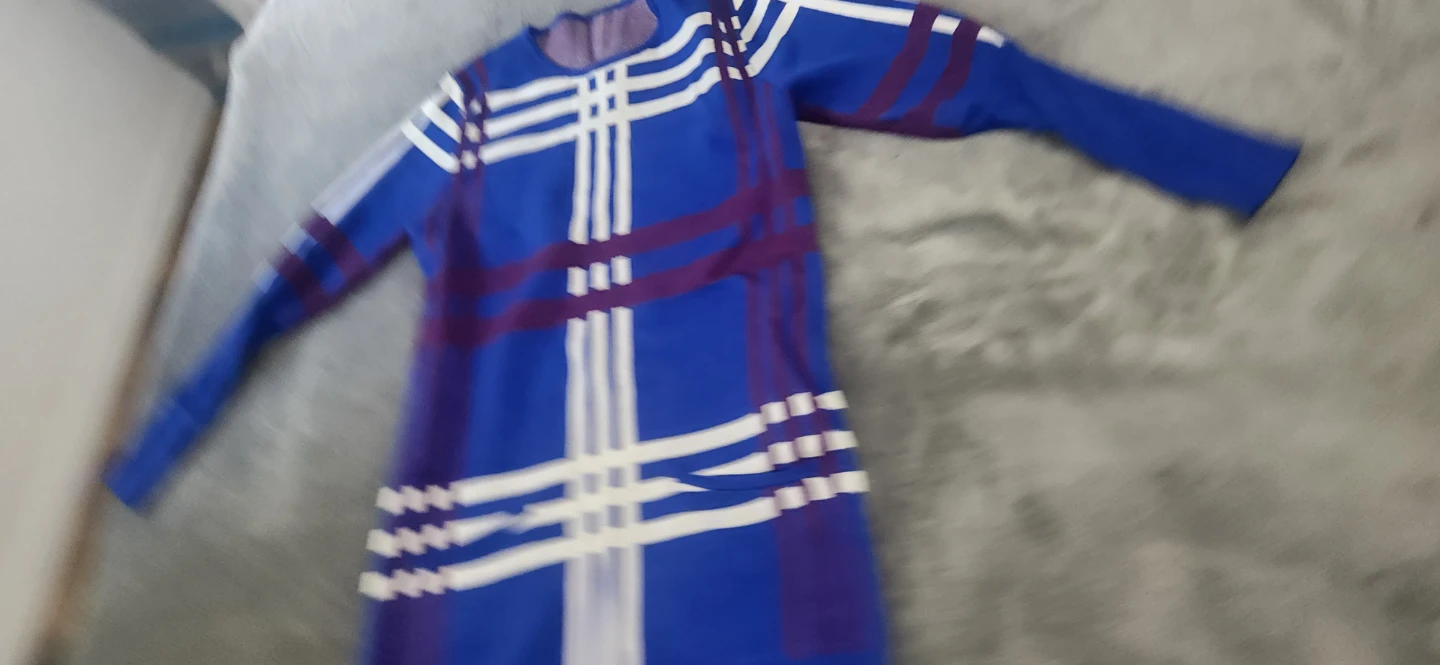 Blue Plaid Long Sleeve Knit Tunic - photo 2