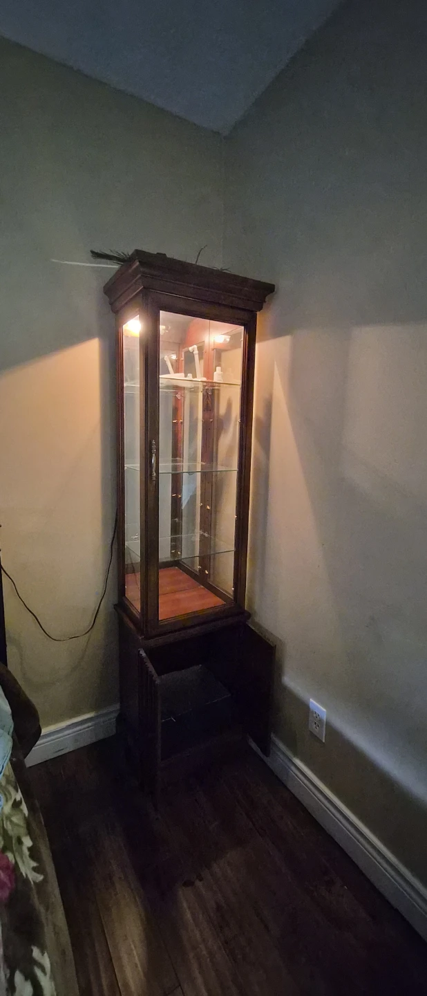 Tall Wooden Curio Display Cabinet