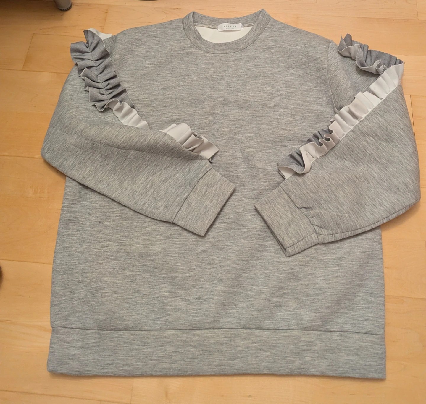 Mansion Grey Ruffle Sleeve Sweater