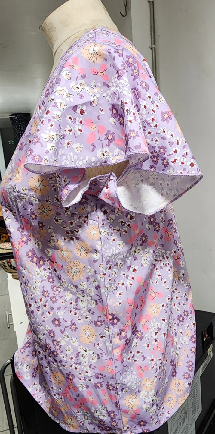 Floral Print Flutter Sleeve Blouse - Lavender - photo 3