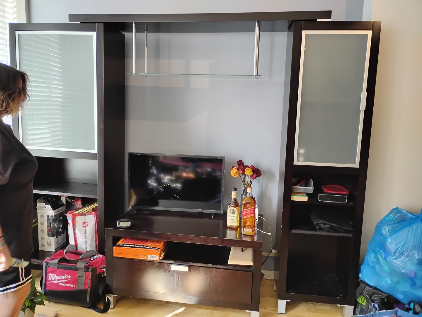 Dark Brown Entertainment Unit with Glass Doors - photo 2