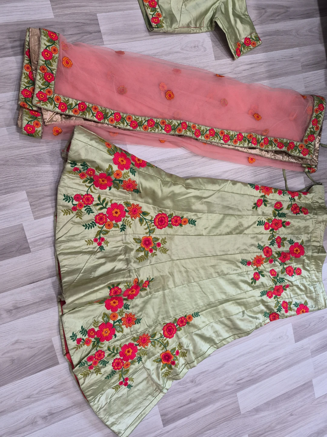 Embroidered Light Green Lehenga Choli Set