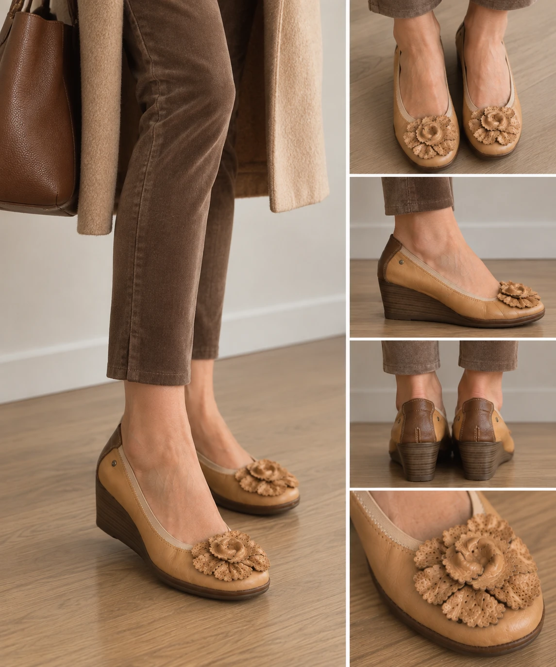 Size 9.5 Pikolinos Tan Leather Wedge Ballet Flats Women's