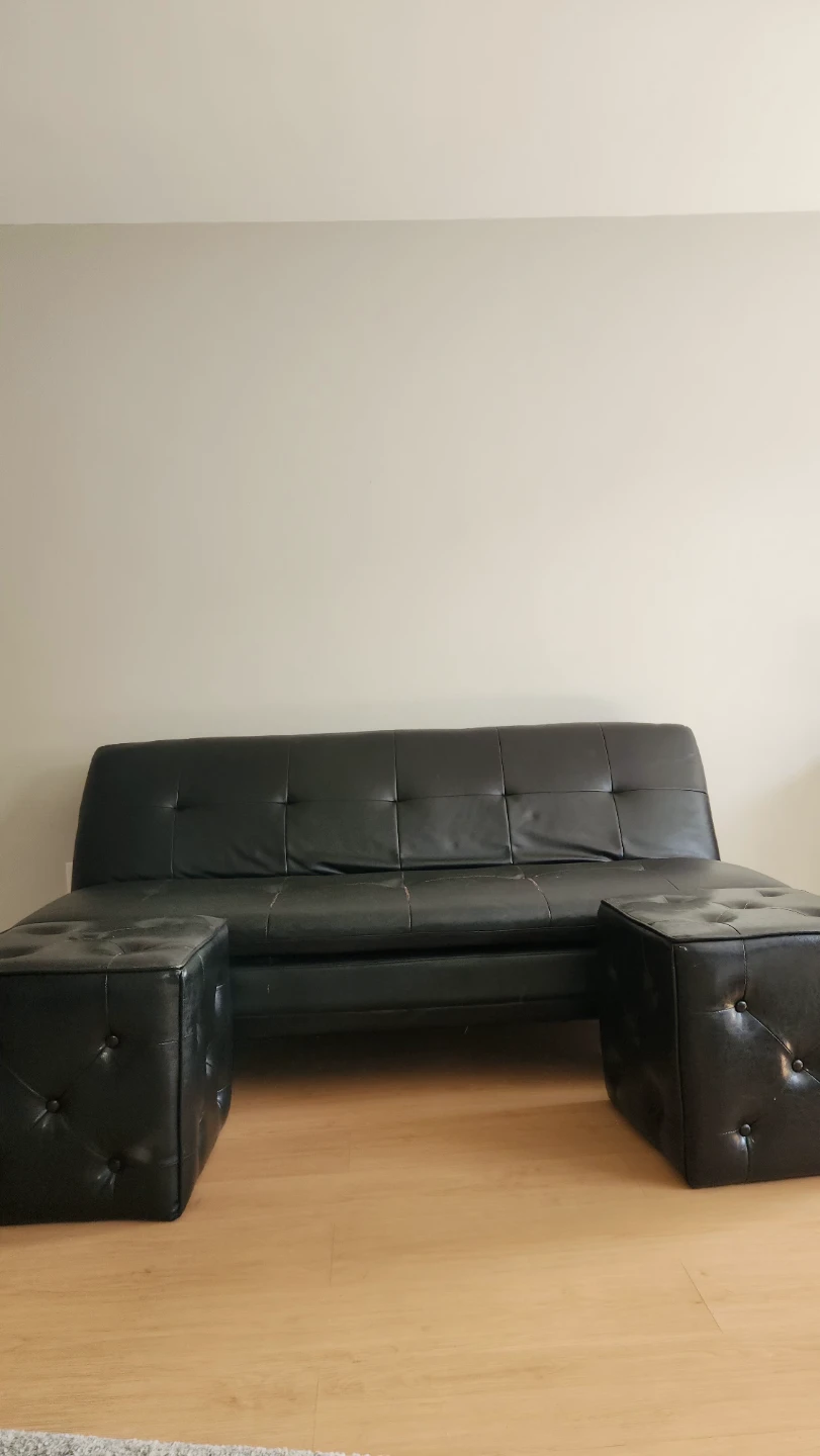 Black Futon with two small  ottomans OBO