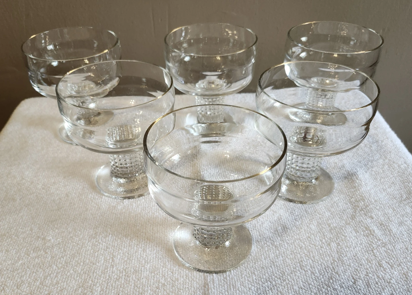 6 Clear Glass Pedestal Coupe or Sherbet Glasses - New, - photo 2
