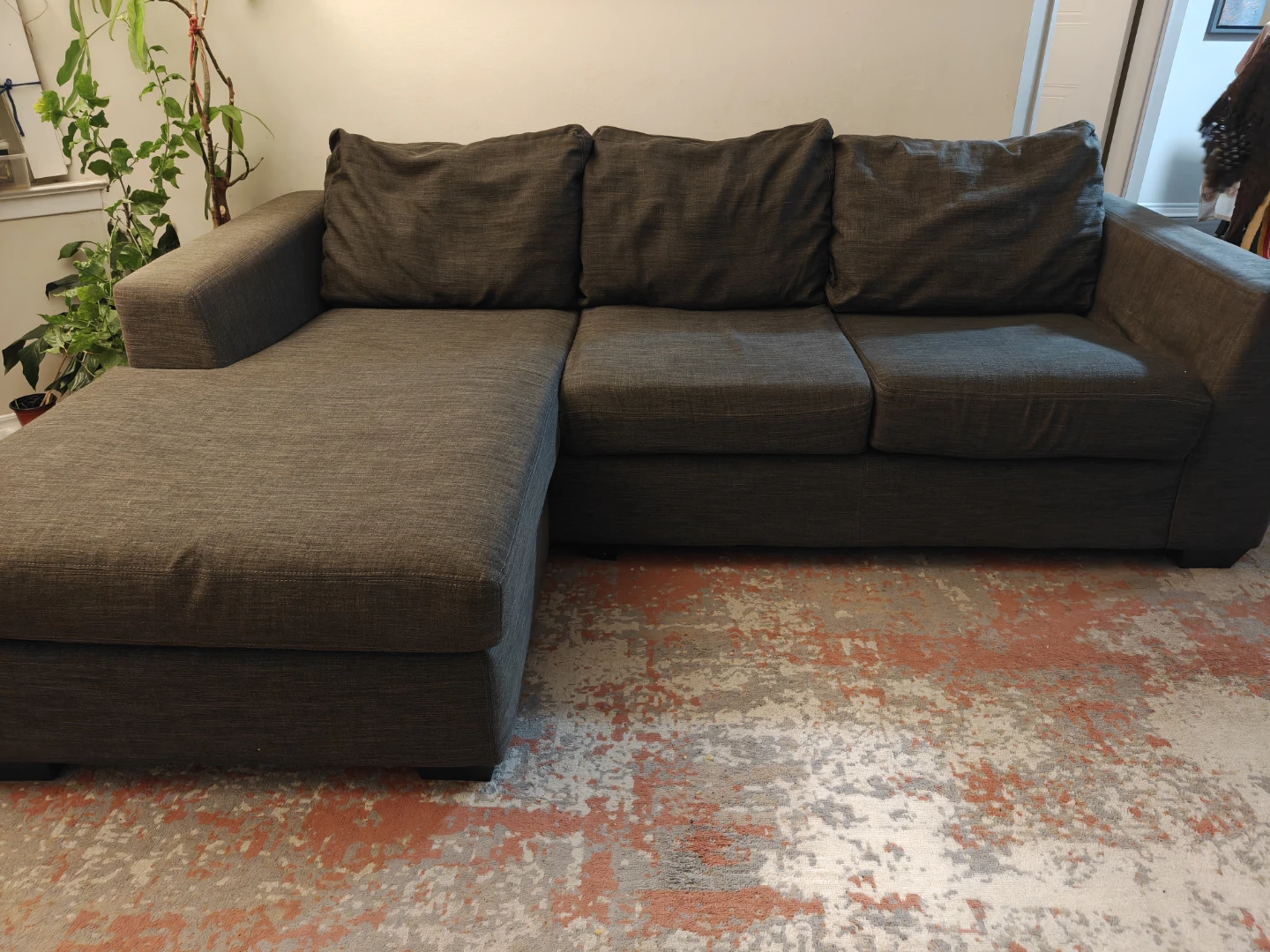 Dark grey sectional sofa with chaise - photo 2