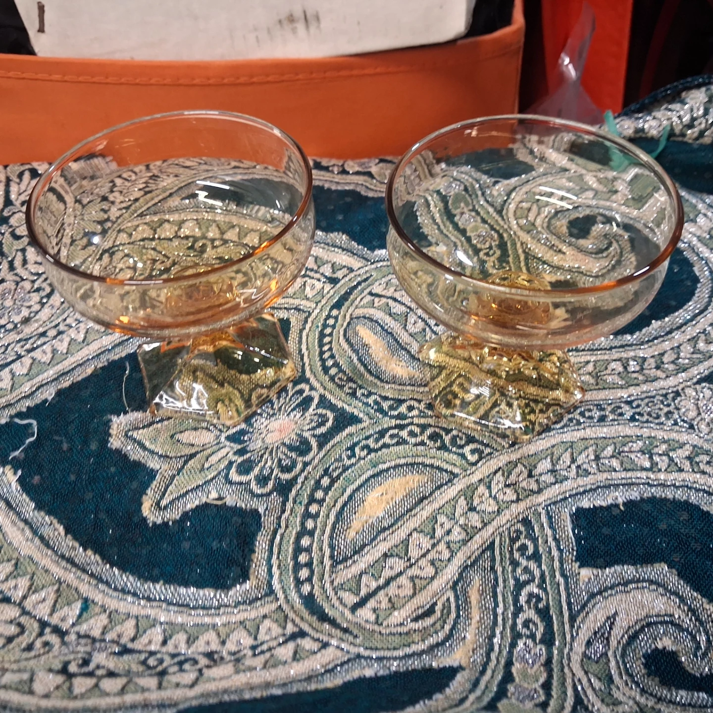 Set of Two Vintage Amber Glass Sherbet Coupes - photo 3