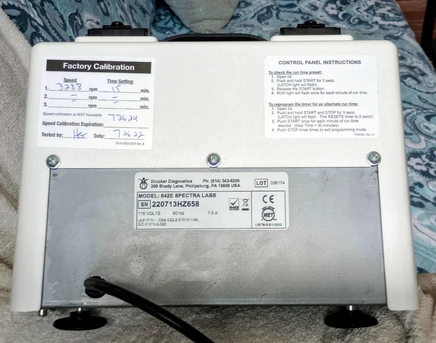 Drucker Diagnostics Model 642E Centrifuge - photo 5