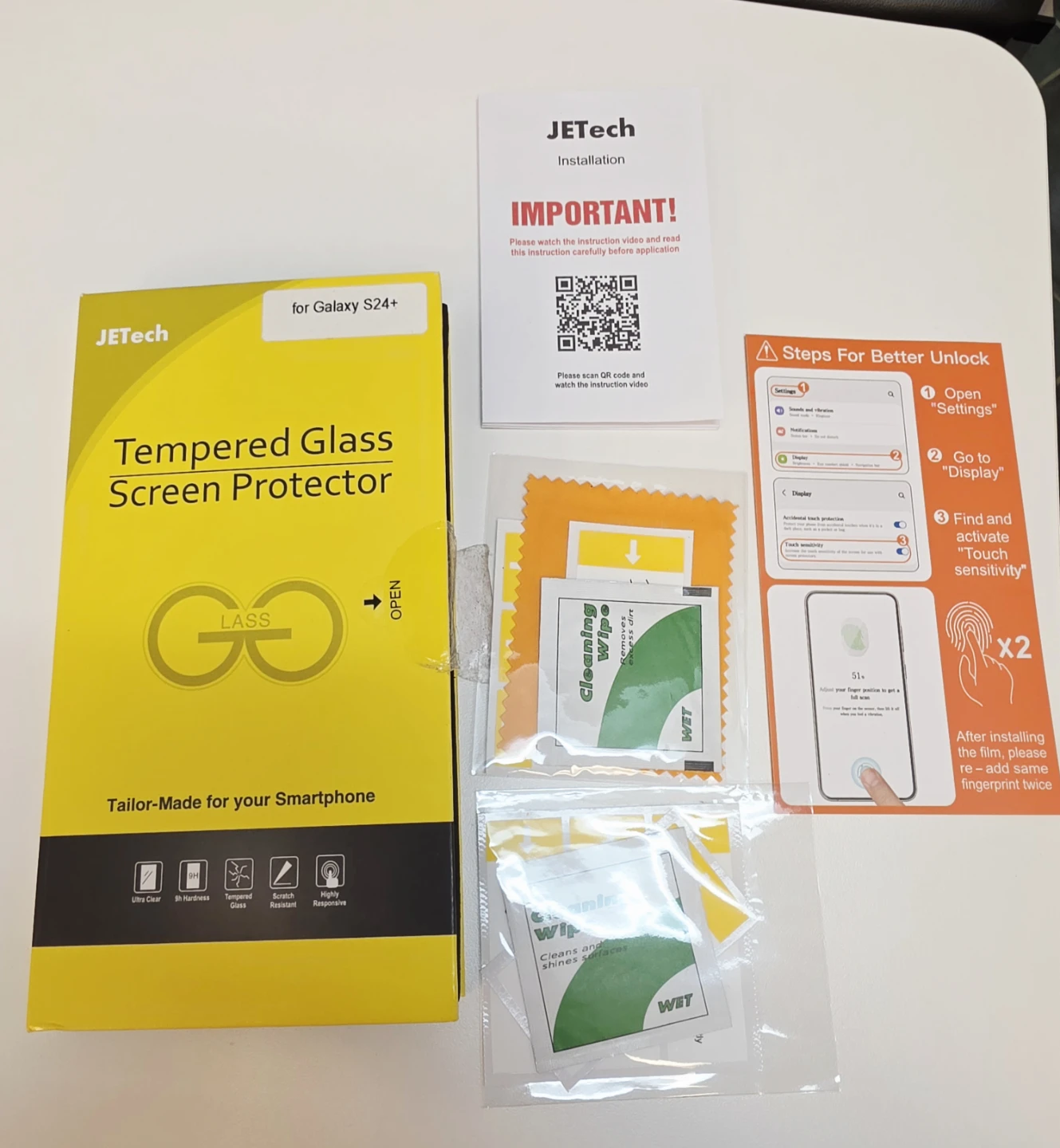 JETech Tempered Glass Screen Protector for Galaxy S24+
