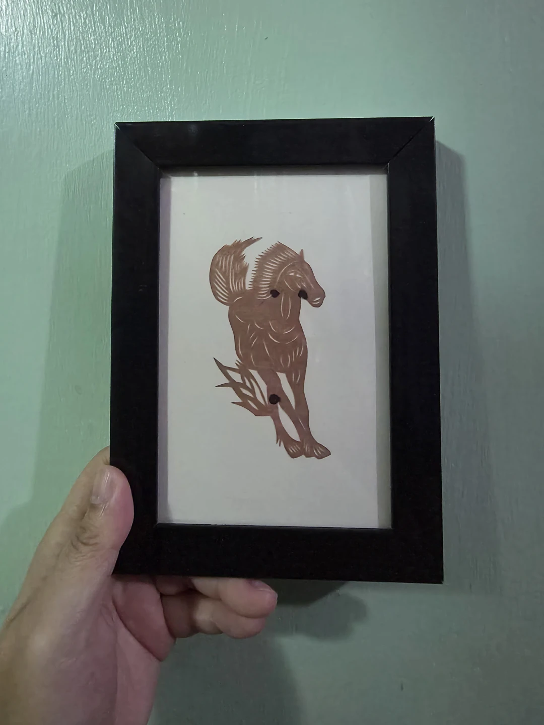 Horse Paper Cut Art in Black Frame 🏈