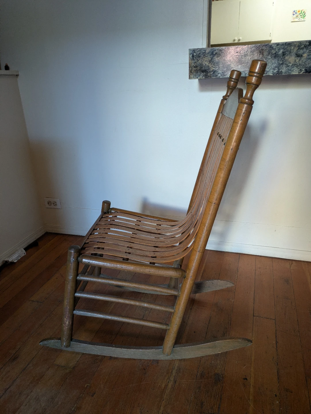 Vintage Wooden Slat Rocking Chair - photo 2