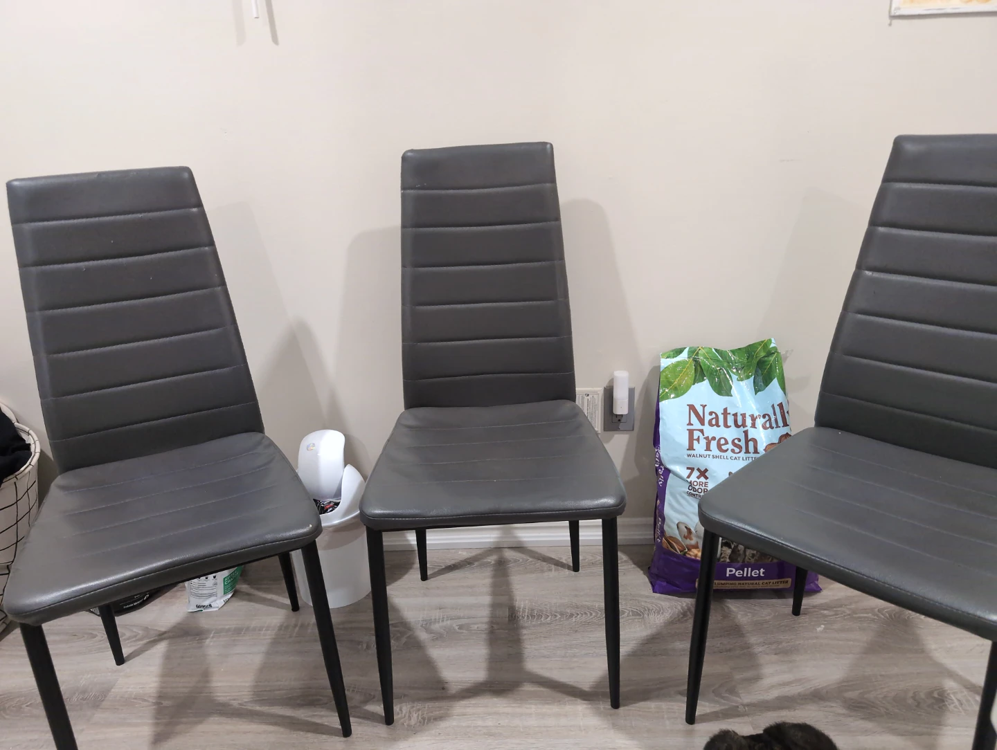 Set of 3 Dark Grey Dining Chairs