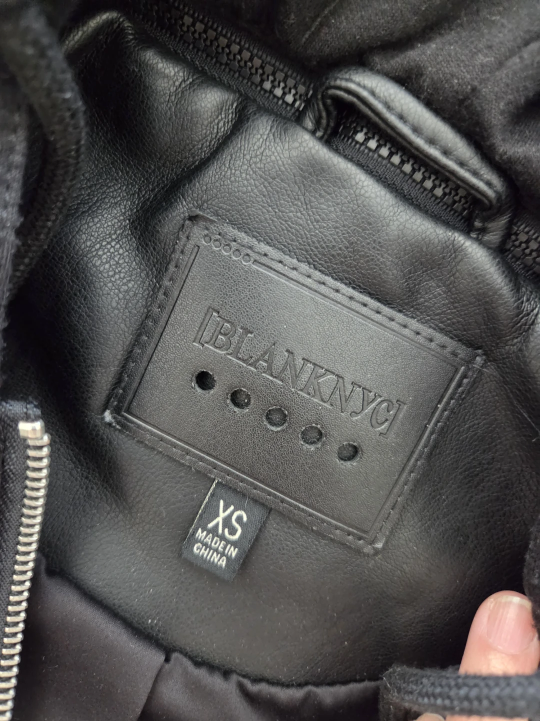 BLANKNYC Black Faux Leather Jacket with Hoodie - photo 2