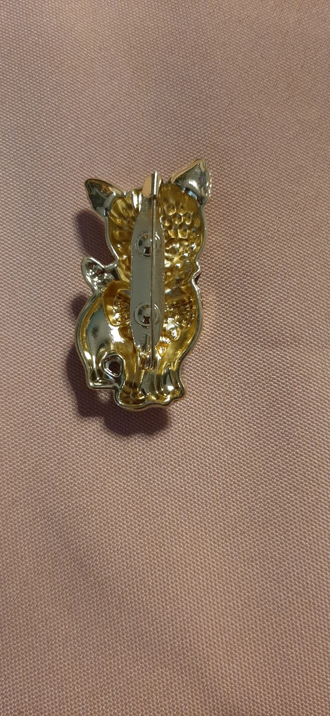 Kitten brooch with rhinestones & a bow. - photo 2