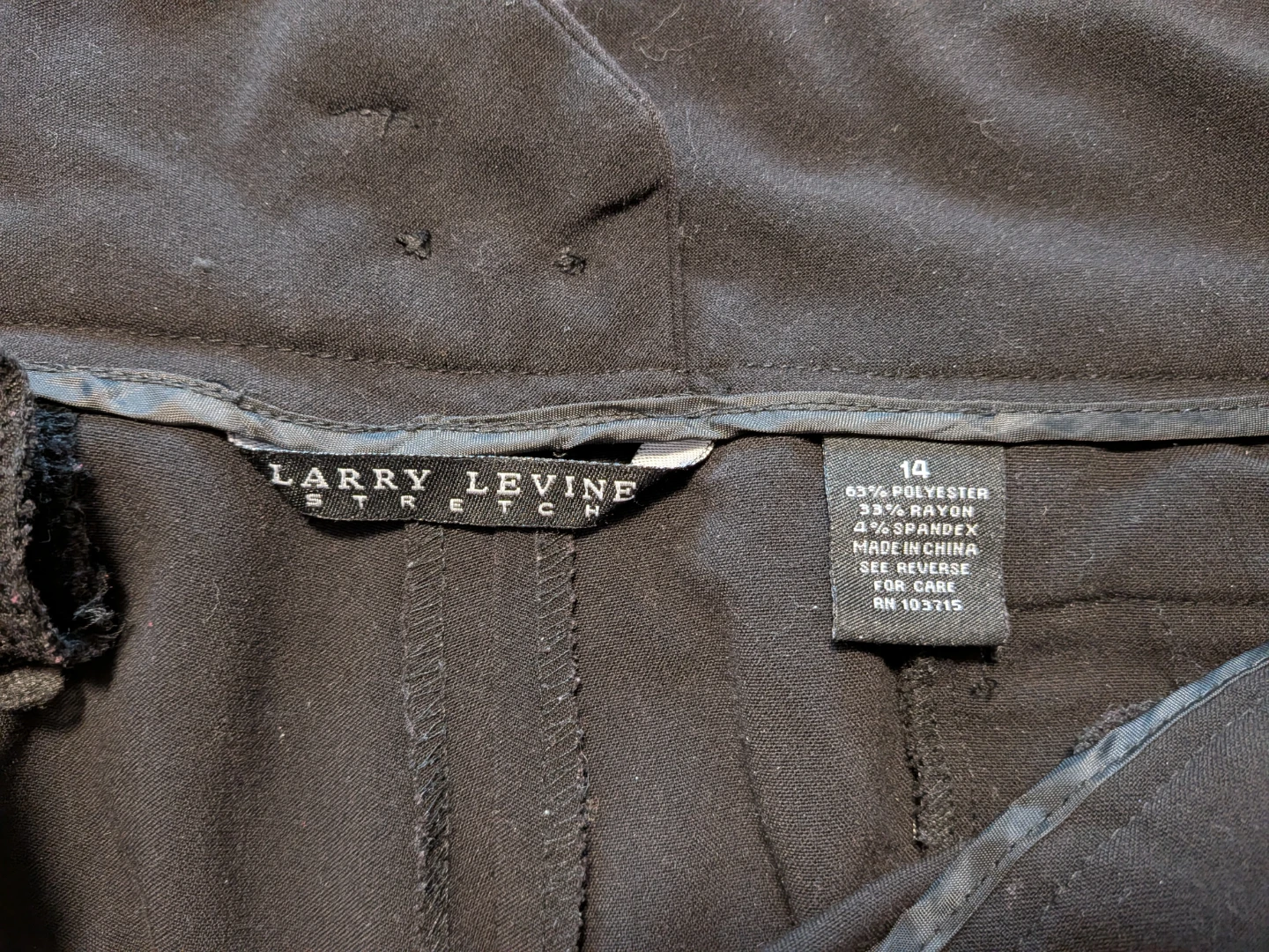 Larry Levine Black Stretch Pants Size 14🏈 - photo 5