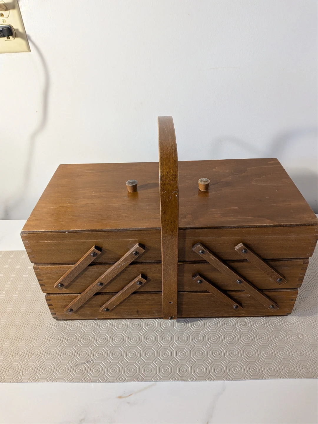 Wooden Cantilever Sewing Box