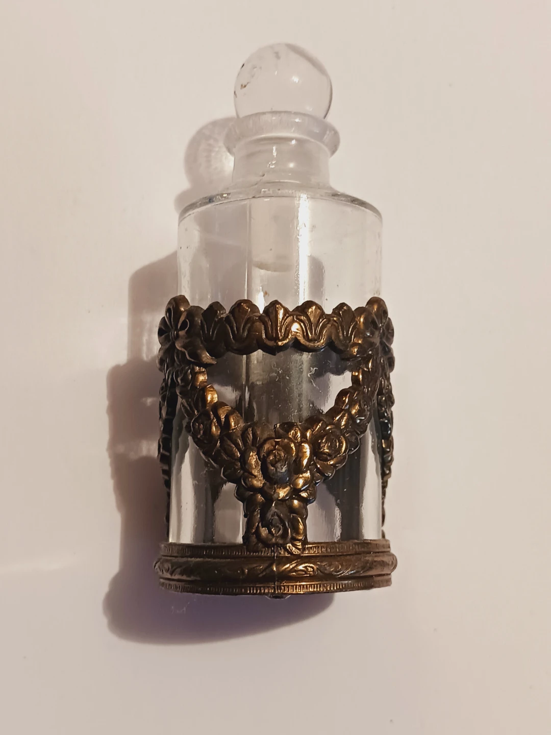 Vintage Perfume Bottle with Decorative Metal Holder - photo 2