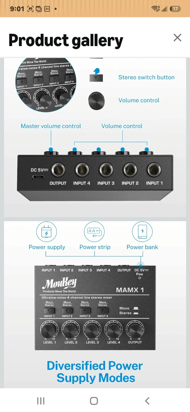 Moukey MAMX 1 4-Channel Stereo Mixer - photo 4