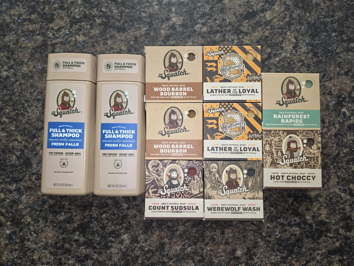 10 × Dr. Squatch (shampoo & bar soap)