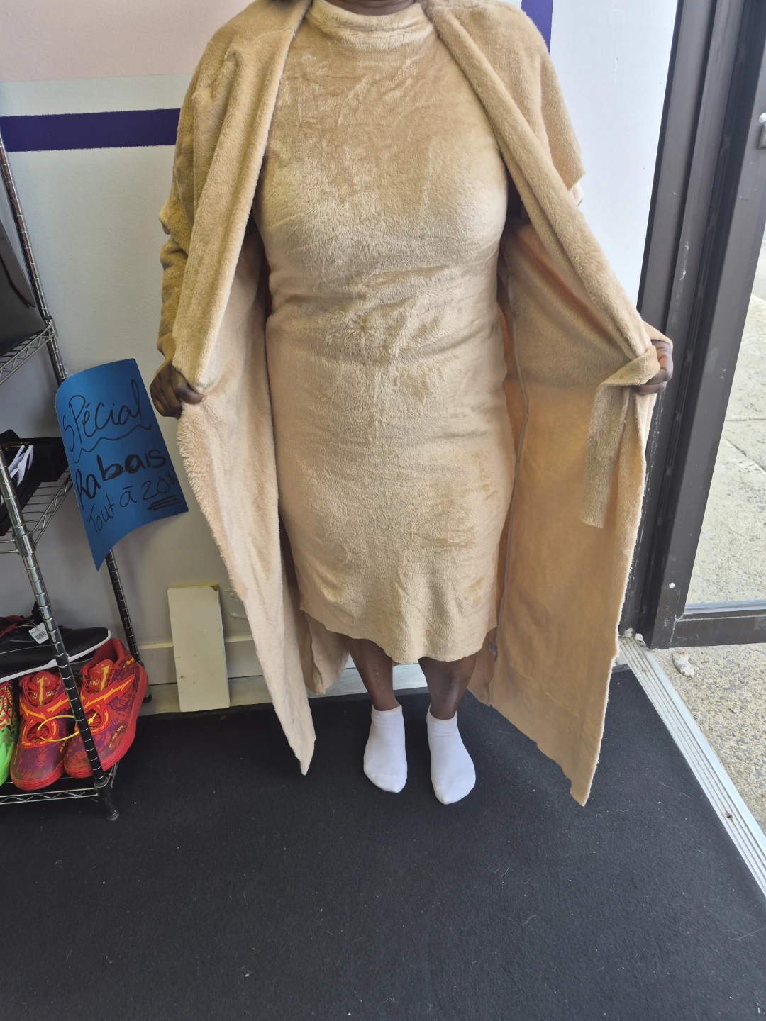 Robe de chambre beige unisexe en peluche - photo 2