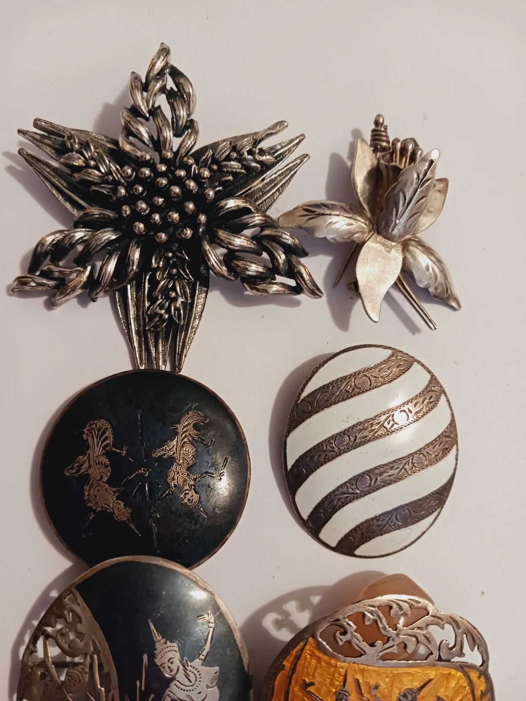 Sterling Silver 925 Lot of 6× Brooches - photo 3