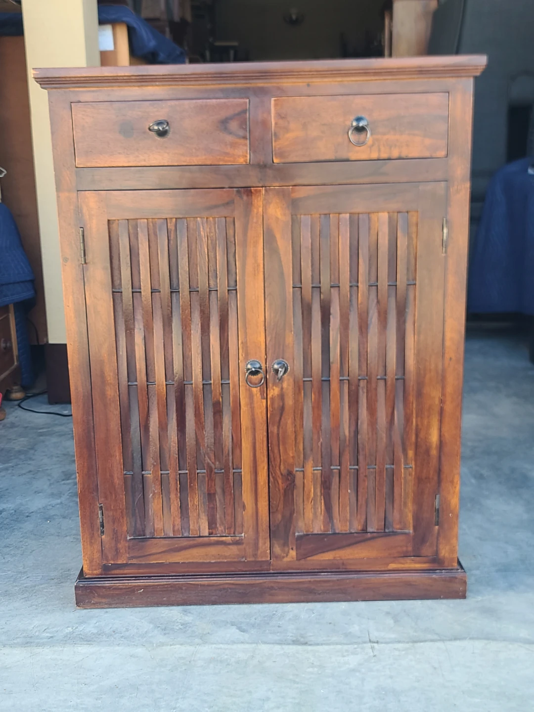 Rustic Wooden Storage Cabinet with Drawers and Shelves
