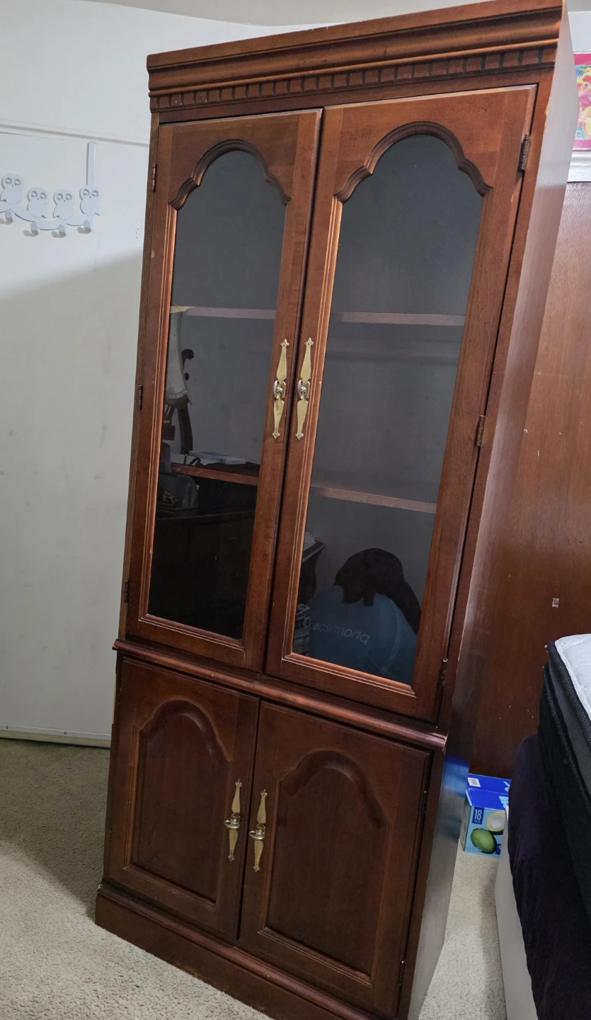 Wooden Display Cabinet with Storage - photo 2