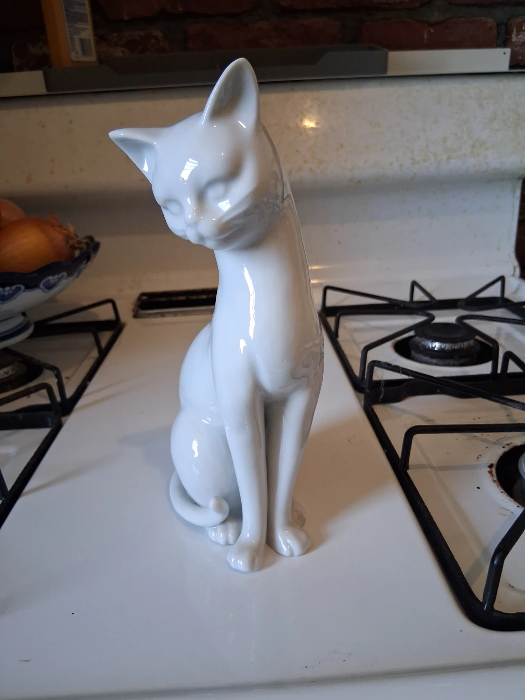 White Porcelain Cat Figurine
