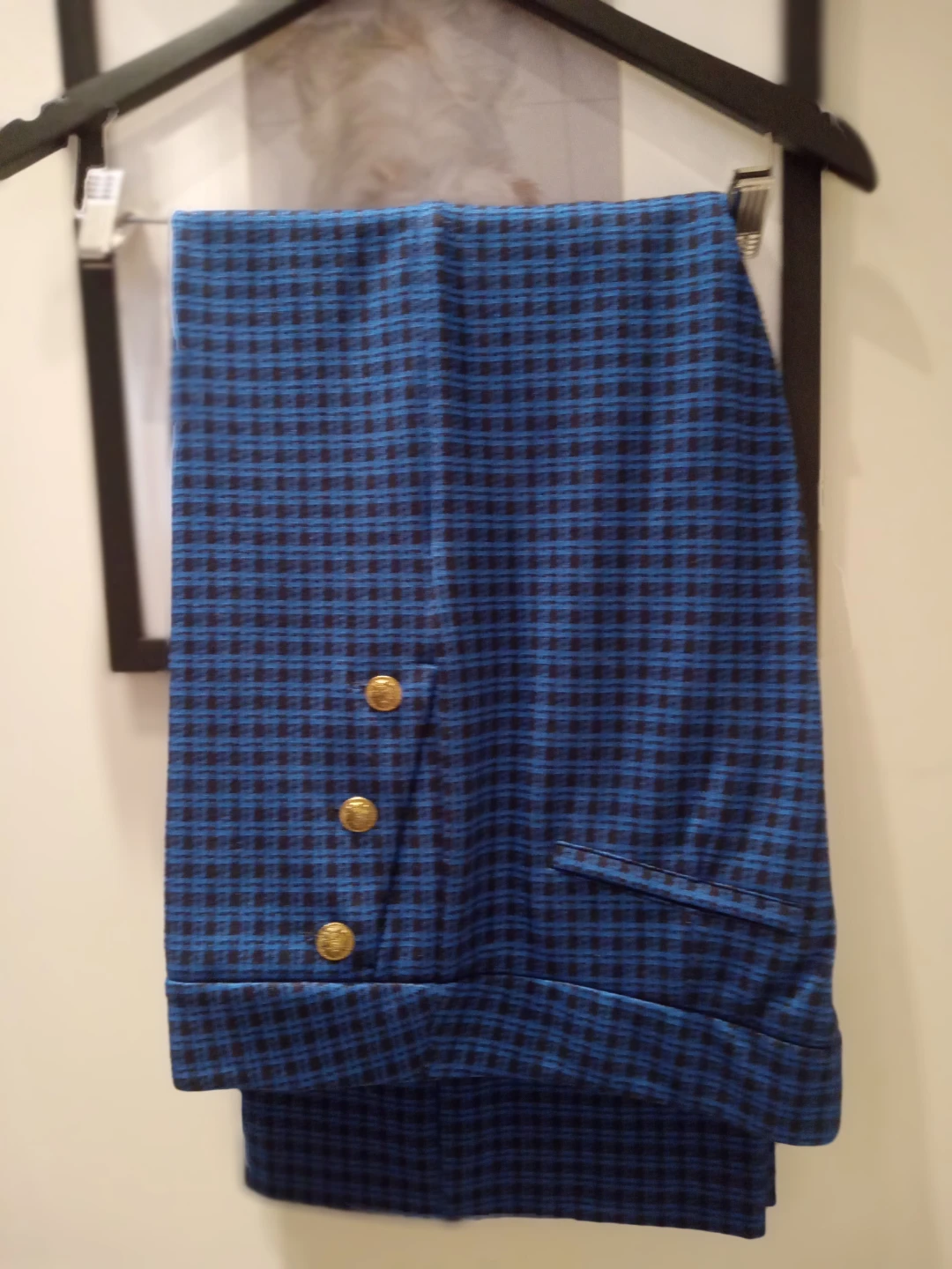 Marella Blue Plaid Blazer and Pants Set - photo 2
