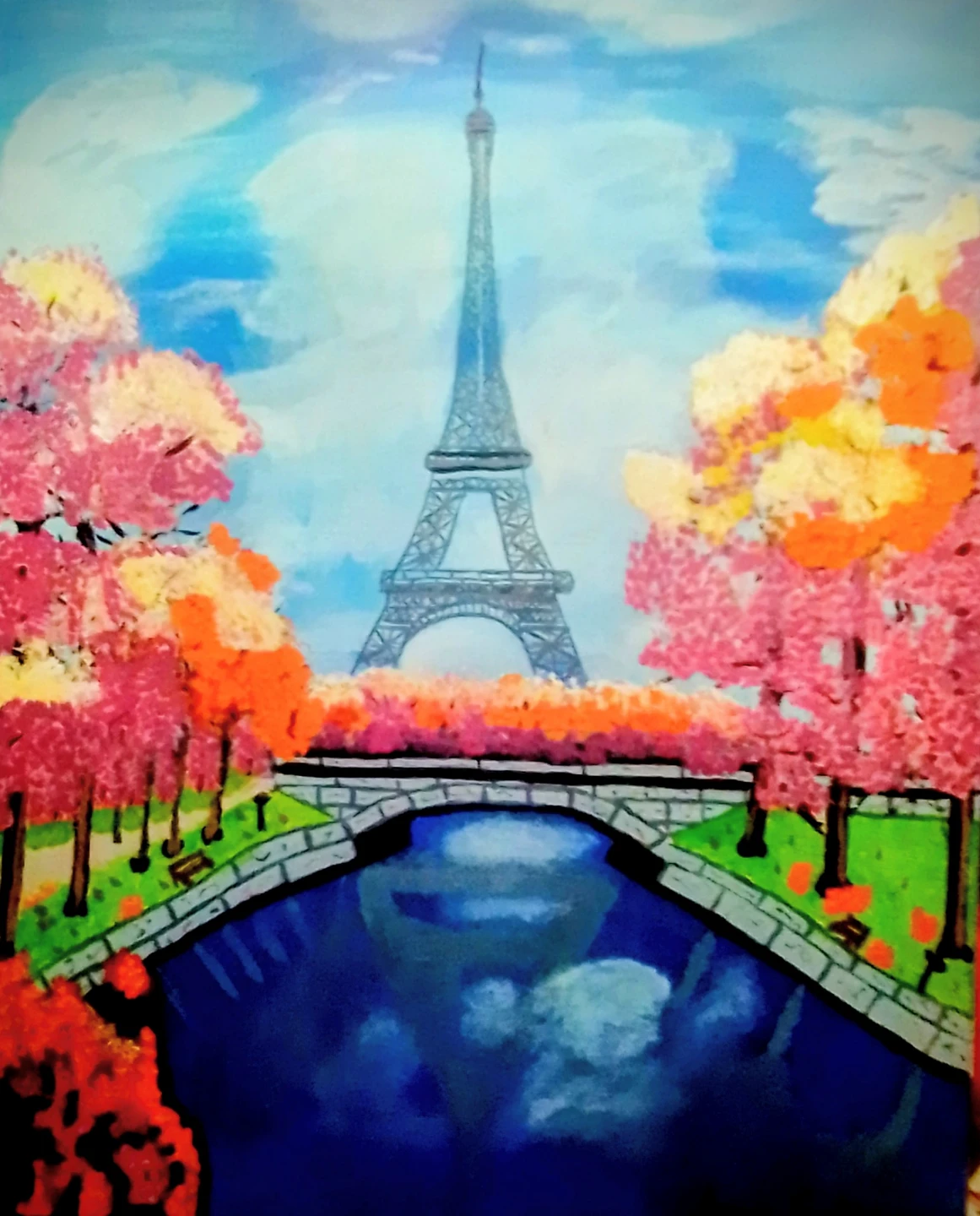 Eiffel Tower Landscape acrylic Painting