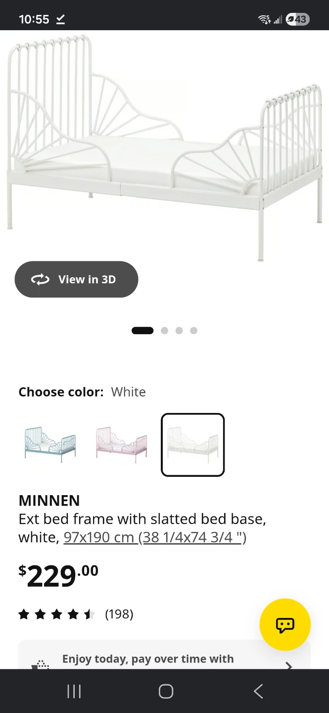 IKEA Minnen Extendable Bed Frame, White