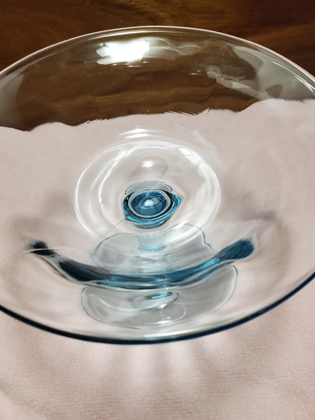 Vintage Blue Stemmed Glass Bowl - photo 3