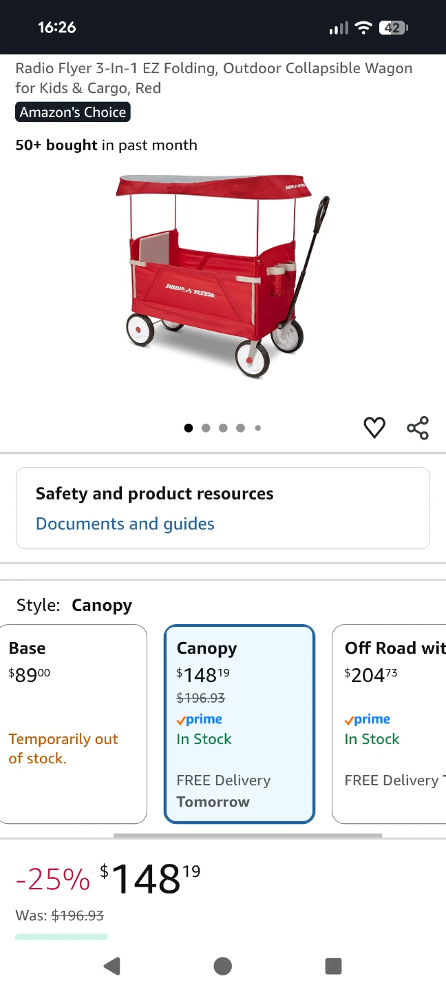Radio Flyer 3-in-1 EZ Folding Collapsible Wagon with Canopy - photo 5