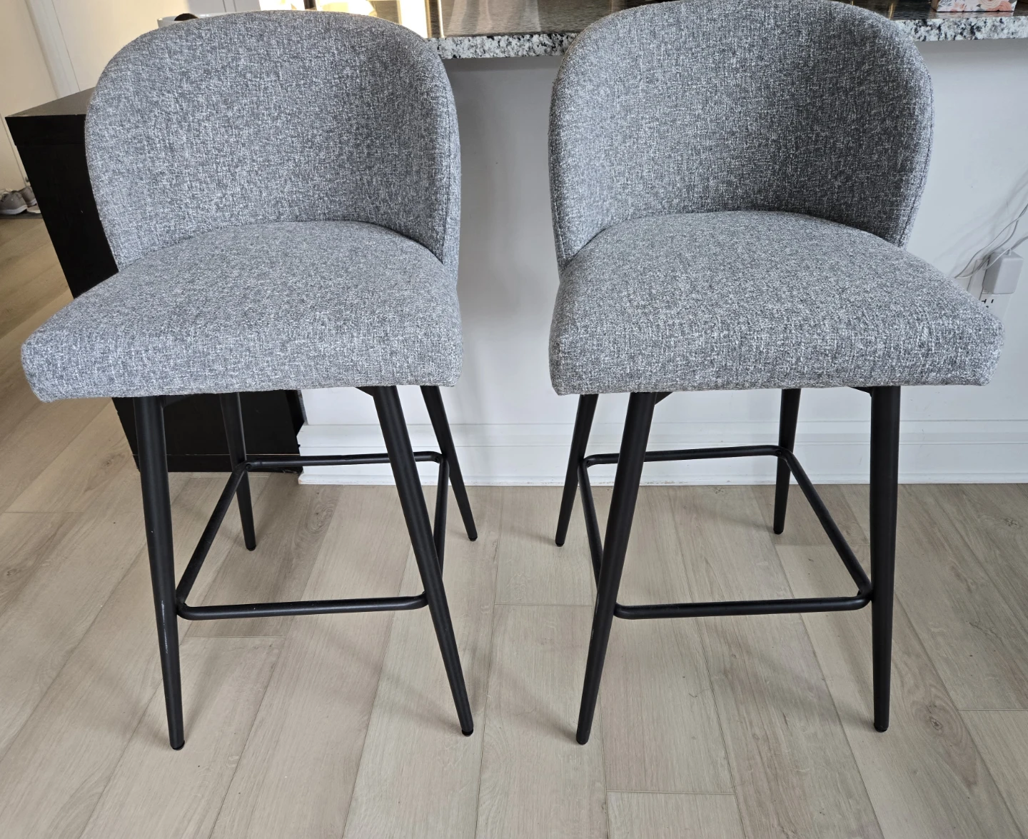 Set of 2 Grey Swivel Bar Stools