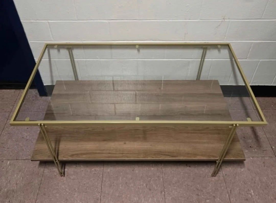 Modern Gold and Wood Coffee Table - photo 3