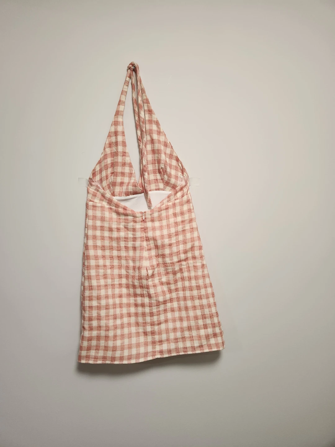 Zara Pink and White Gingham Halter Dress - photo 2