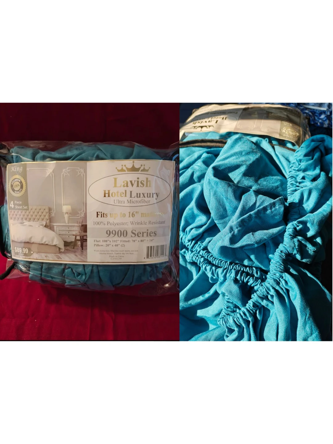 LikeNew🔸Luxury King Size Fitted Sheet (Teal) by Lavish Hotel