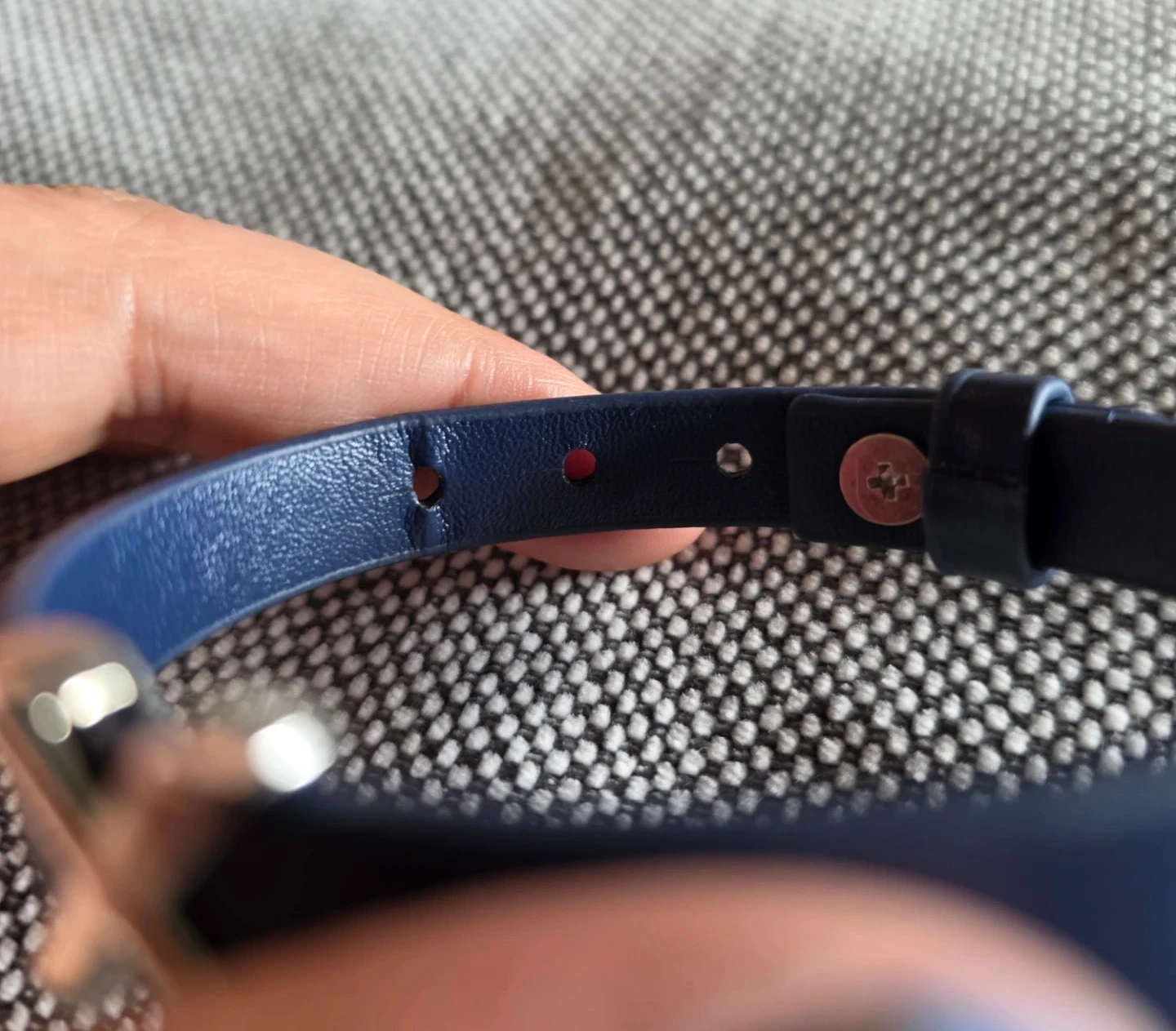 Blue Leather Bracelet with Silver 'X' Accent - photo 3