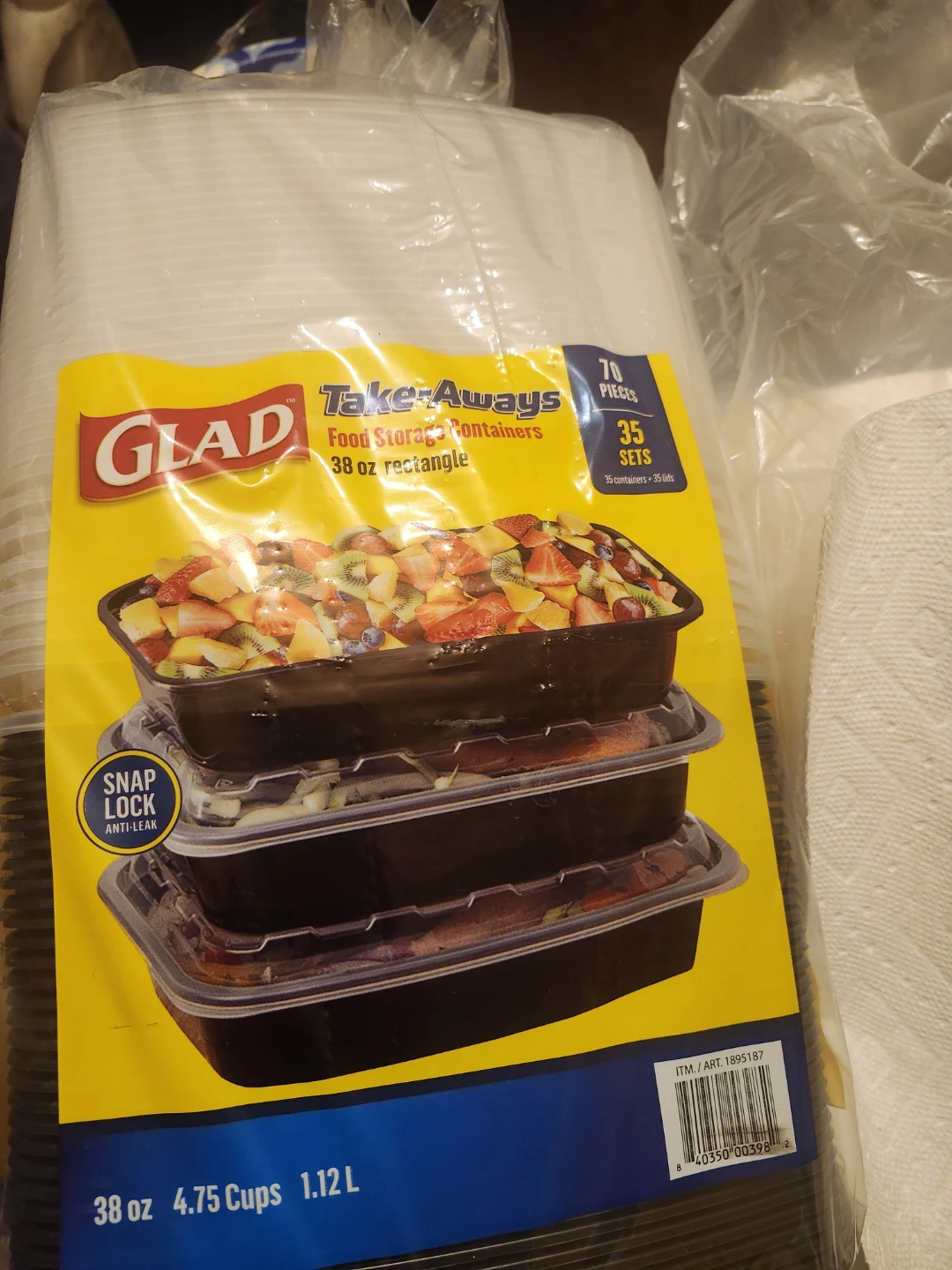 Glad Take-Aways Food Storage Containers - 38 oz Rectangle