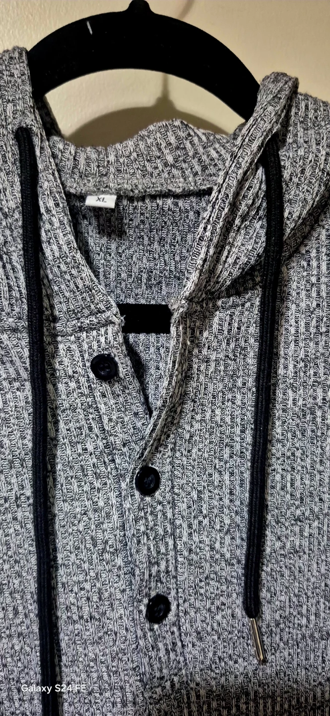 Grey Marled Long-Sleeve Button-Up Hoodie - photo 4