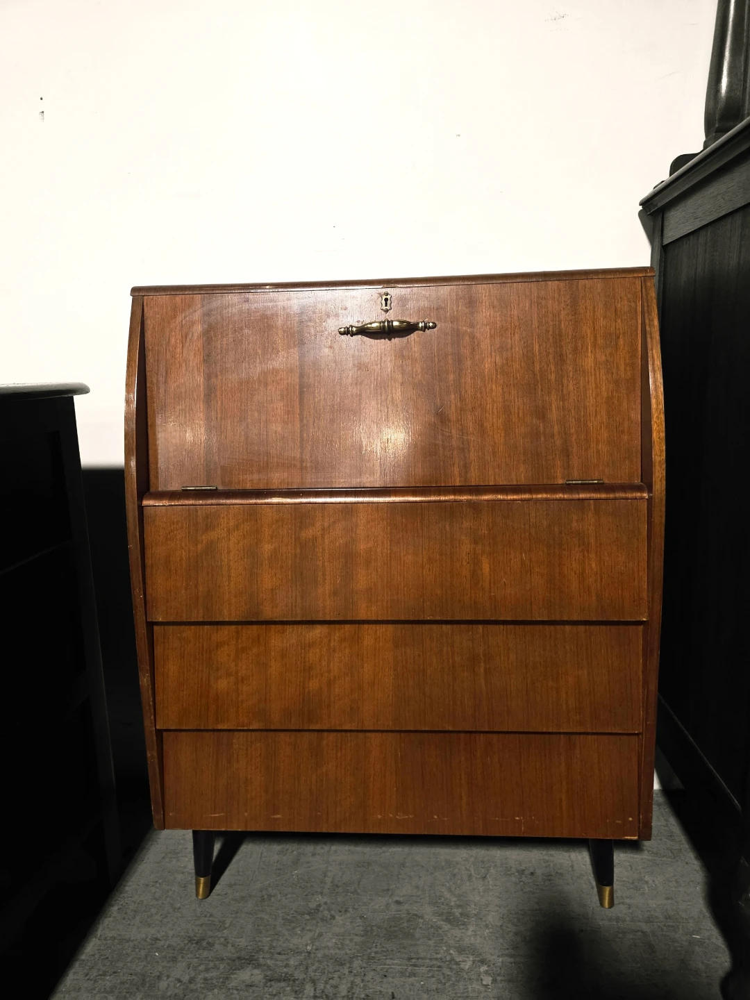 MCM/Art Deco Three Drawer Drop-Down Front Secretary Desk - photo 2