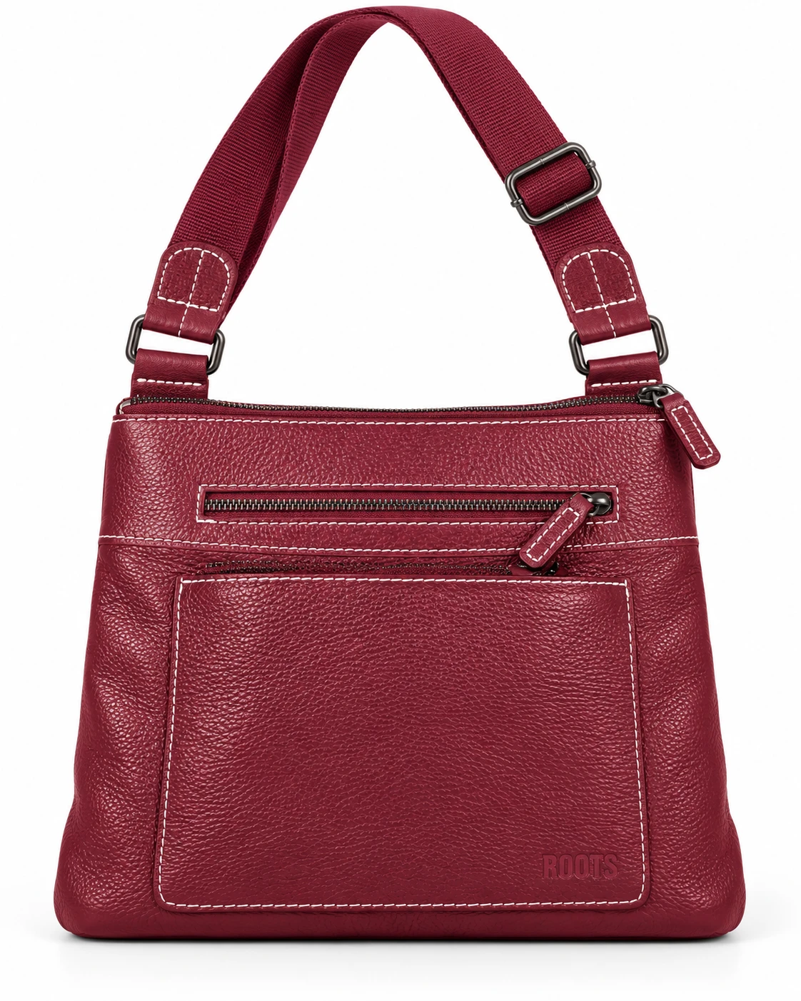 Roots Red Leather Crossbody Bag