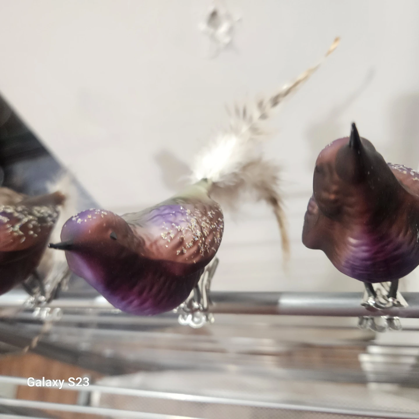 Set of 4 Decorative Iridescent Bird Ornaments - photo 5