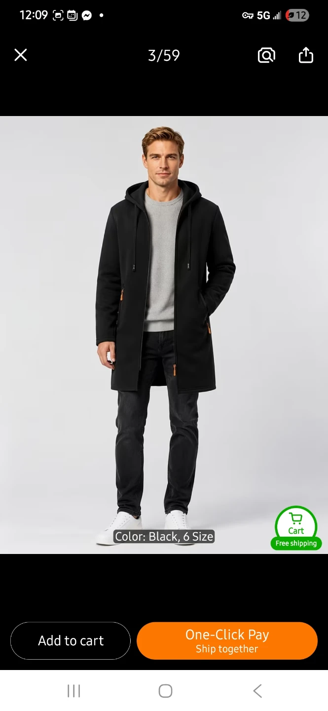 NEW Black Long Hoodie Jacket - photo 3