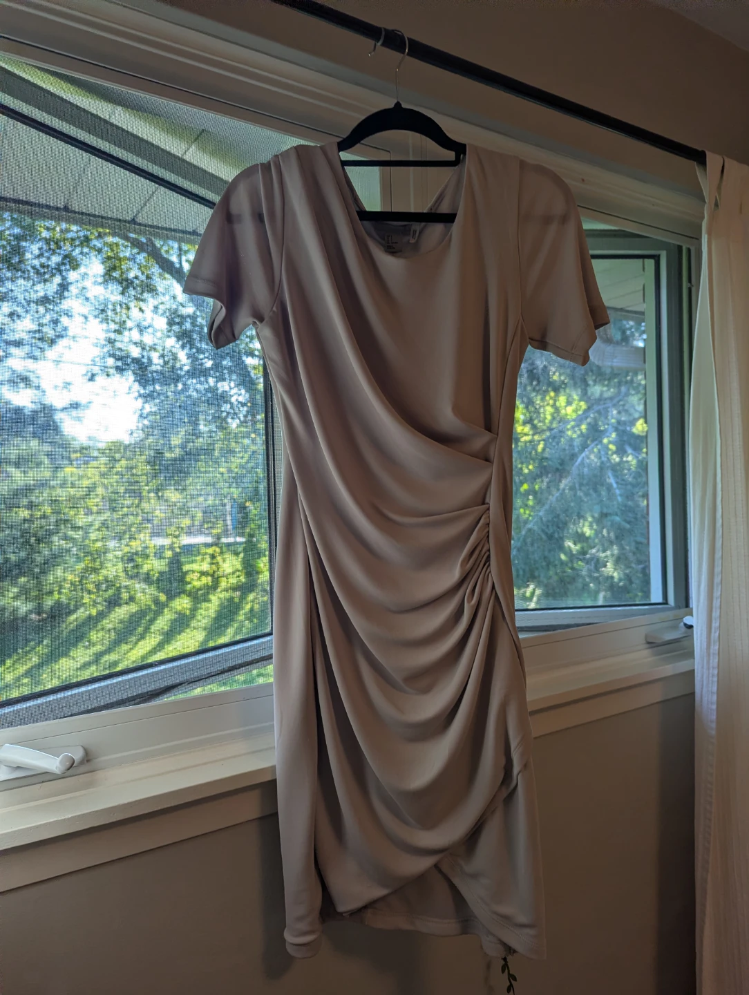 H&M Ruched Mini Dress - Beige