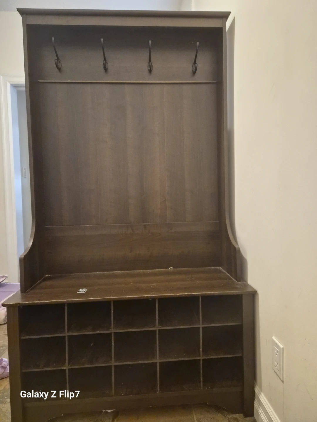 Dark Brown Hall Tree with Shoe Storage - photo 2