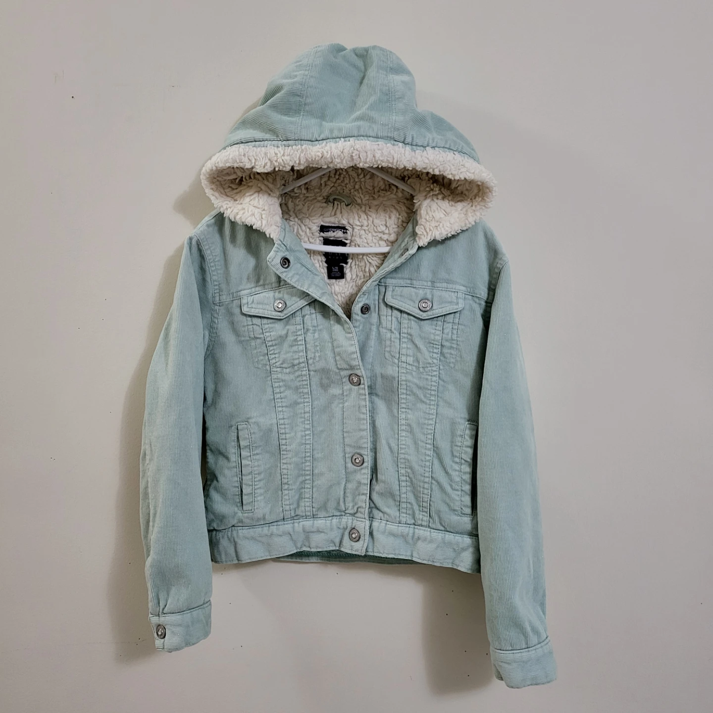 Girls Corduroy Sherpa-Lined Hooded Jacket - Size L/10 - photo 2